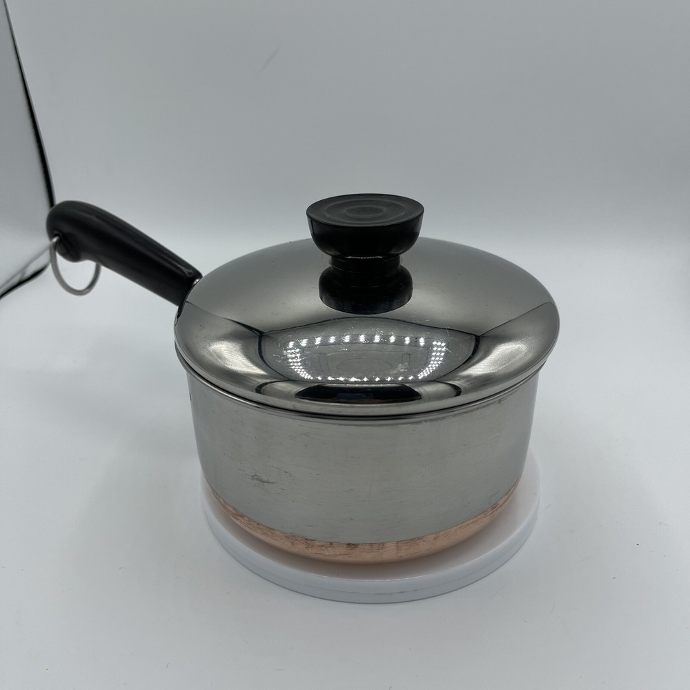 Revere Ware 1 Quart Copper Clad Stainless Steel Sauce Pan‎ W/Lid USA